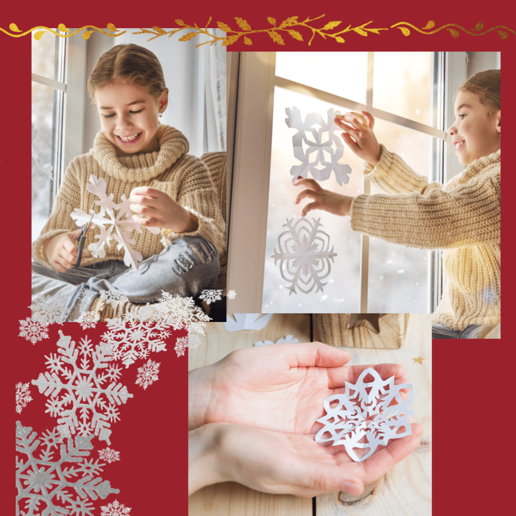 girl making paper snowflakes